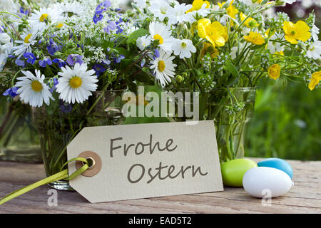 german easter card with wildflowers Stock Photo