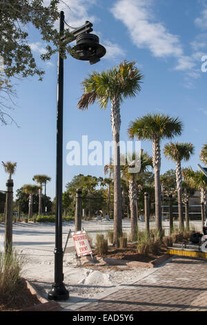 Sign advertising 'reserved for event' at the volleyball courts at Rossi Park, Bradenton, Florida Stock Photo