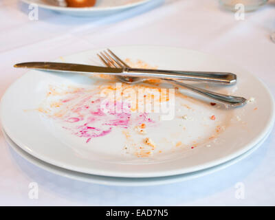 brightly colored finished plate after meal Stock Photo