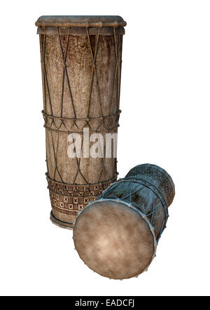 3D digital render of an African tribal drums isolated on white background Stock Photo