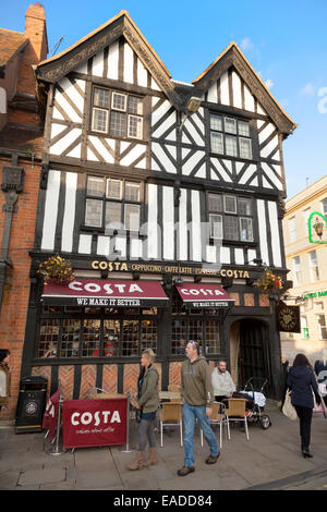 Costa Coffee bar in a medieval tudor building, Stratford upon Avon, Warwickshire UK Stock Photo