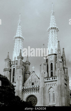 Our Lady of Assumption - Jakarta Catholic Cathedral building in Jakarta in Java in Indonesia in Southeast Asia Far East. Christianity Architecture Stock Photo