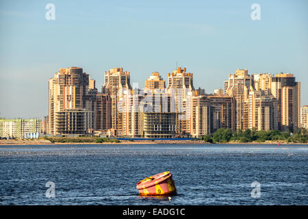 Residential district on coast of the Gulf of Finland in St. Petersburg Stock Photo