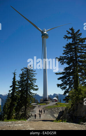 'Eye Of The Wind' wind turbine located on top of Grouse Mountain is the only turbine in the world which has an observation deck Stock Photo