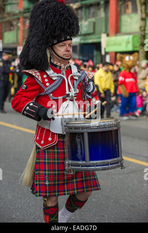 Police Pipe Band in Parade, Vancouver, British Columbia, Canada Stock ...