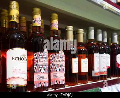 bottles of Californian Rosa wine in a uk supermarket Stock Photo