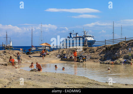 The active volcano in Vulcano Island Stock Photo