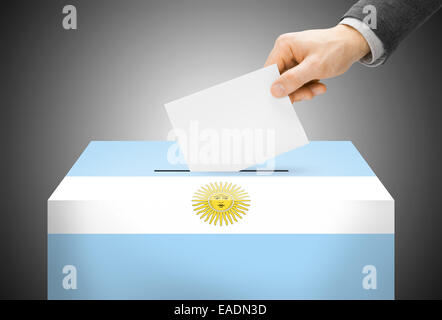 Voting concept - Ballot box painted into national flag colors - Argentina Stock Photo