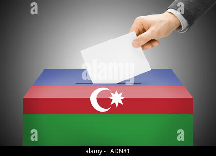 Voting concept - Ballot box painted into national flag colors - Azerbaijan Stock Photo