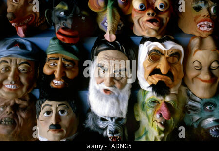 Halloween masks on display Stock Photo