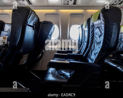 Empty airplane seats Stock Photo