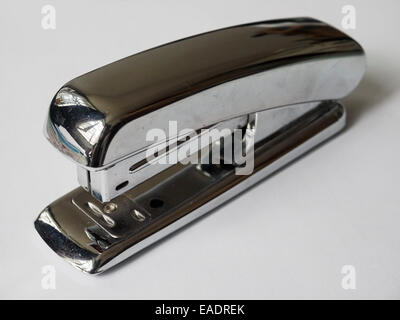Metallic stapler cut out isolated on white background Stock Photo