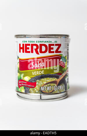 Herdez canned sauces available at most California Grocery store Stock Photo