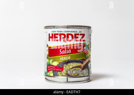 Herdez canned sauces available at most California Grocery store Stock Photo