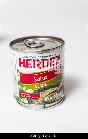 Herdez canned sauces available at most California Grocery store Stock Photo