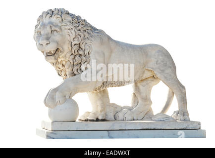 marble medici lion near Vorontsov (Alupka) Palace, Crimea isolated on white background Stock Photo