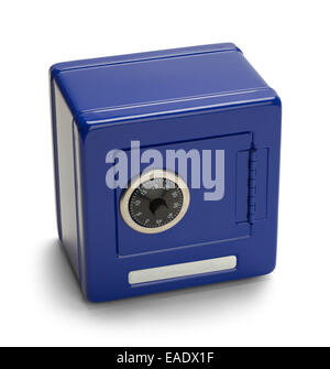 Closed Blue Metal Safe with Combination Lock Isolated on White Background. Stock Photo