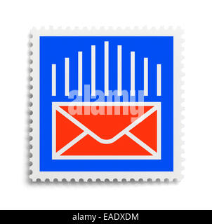 Red and Blue Envelope Stamp Isolated on White Background. Stock Photo