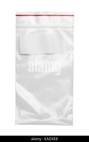 Crumpled clear plastic bag isolated on white background Stock