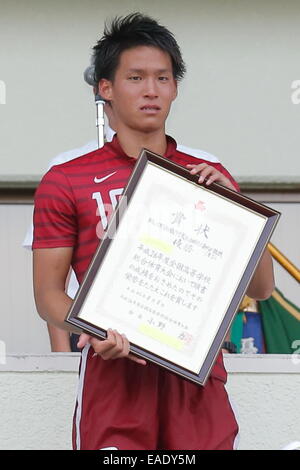 Kensei Nakashima (Higashi Fukuoka), August 8, 2014 - Football/Soccer : 2014 All-Japan Inter High School Championships, Men's Soccer Final Ozu High School 1-4 Higashi Fukuoka High school at Yamanashi Chuo Bank Stadium, Yamanashi, Japan © AFLO SPORT/Alamy Live News Stock Photo