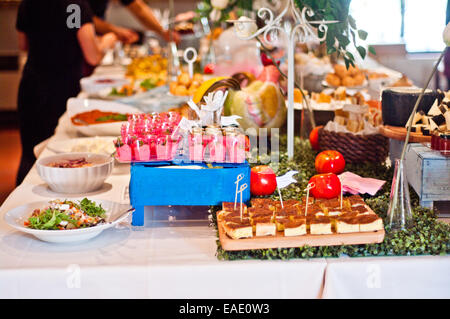 Table set for buffet with typical Tuscan products Stock Photo