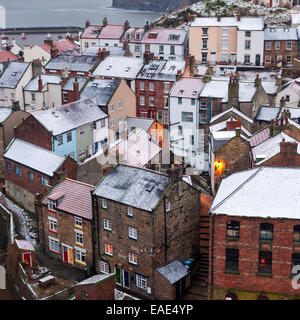 Staithes fishing village on the Yorkshire coast in winter. Stock Photo