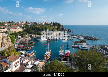 Old Port of Antalya with excursion boats, Antalya, Gulf of Antalya, Turkish Adriatic, Turkey Stock Photo