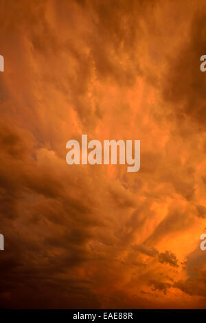 Dramatic clouds in the sky, after sunset, Baden-Württemberg, Germany Stock Photo