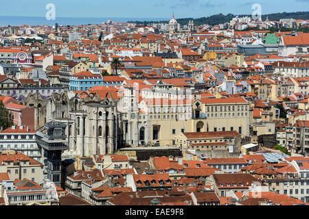 View from Castelo de São Jorge castle over the historic city centre of Lisbon, historic center, Lisbon, Lisbon District Stock Photo