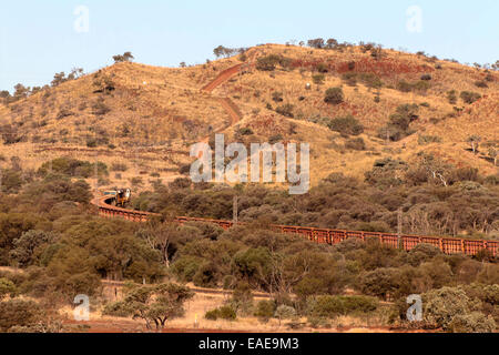 long iron ore train in Australia Stock Photo