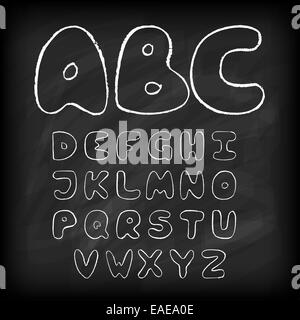 Chalk board hand drawn alphabet Stock Photo