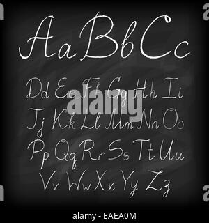 Chalk board hand drawn alphabet Stock Photo