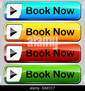 illustration of colorful web buttons set for book now Stock Photo