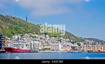 Houses By The Harbour Alesund Norway Stock Photo