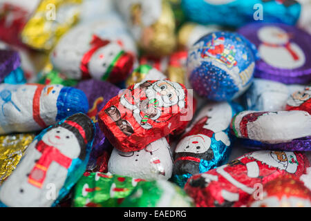 Assorted Christmas tree decoration chocolates Stock Photo