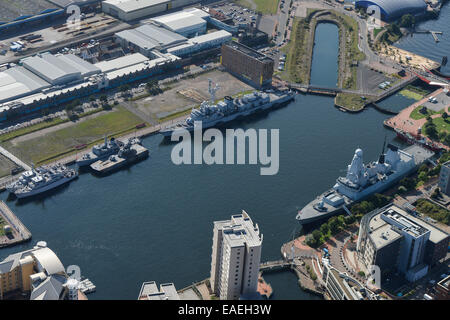 An aerial view of Warships in Cardiff during the 2014 NATO Summit Stock Photo