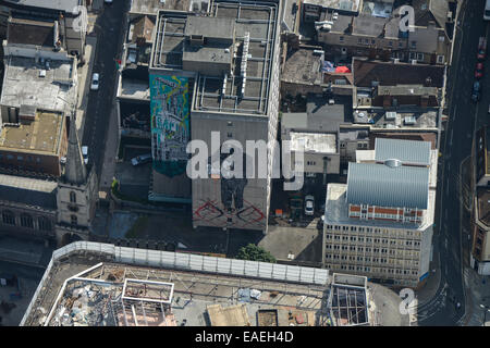 A close up aerial view of street art in Central Bristol Stock Photo