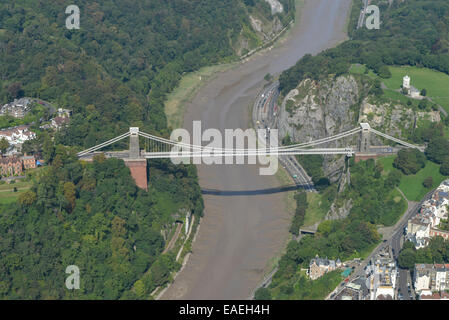 An aerial view of the Clifton Suspension Bridge above the River Avon near Bristol Stock Photo