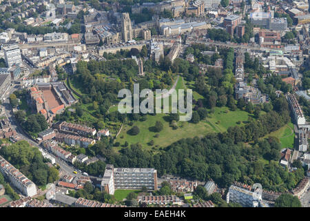 An aerial view of Brandon Hill and the Cabot Tower in Bristol Stock Photo