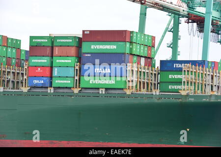 A freight terminal at Los Angeles Docks Stock Photo