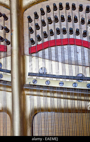 Sound board of a late nineteenth century Justin Browne upright iron grand piano Stock Photo