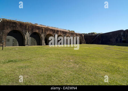 Fort Morgan parade ground and arched interior walls. Stock Photo