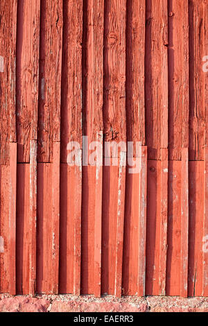 wooden blanket planks wall surface closeup painted in brown Stock Photo