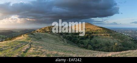 A footpath leading from Sugarloaf Hill towards Table Hill and North Hill, part of the Malvern Hills, Worcestershire. Stock Photo