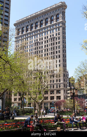 Madison Square Park and Flatiron Building in the Spring, NYC Stock Photo