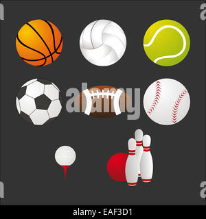 Sports balls and equipment icons set. Elements for web and apps design. EPS10 vector file organized in layers for easy editing. Stock Photo