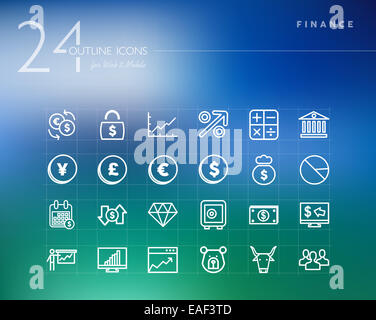 Finance outline icons set for web and mobile app. Financial business items. EPS10 vector file organized in layers for easy editi Stock Photo