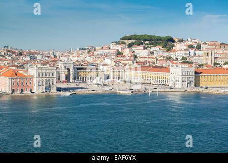 A view over Praça do Comércio (Commerce Square) in Lisbon, Portugal. Stock Photo