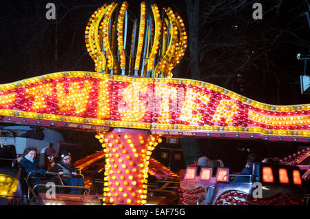 Fairground Attraction in Glasgow Green for Guy Fawkes Night. Stock Photo