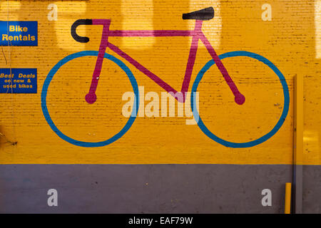 Bicycle painted on wall - USA Stock Photo